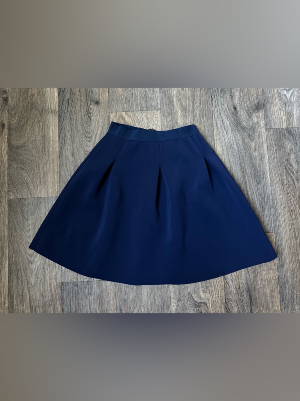 Vintage Essentiel Antwerp Blue Pleated A-Line Short Skirt Zip Closure Women's 36
